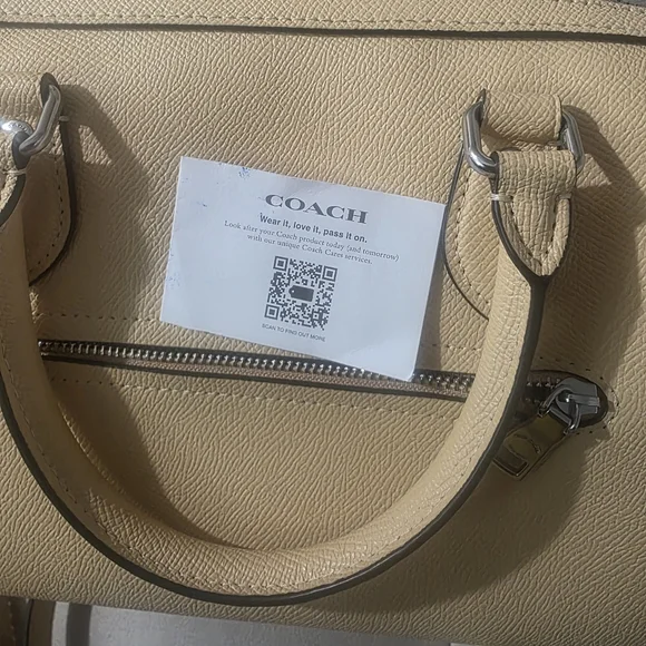 Coach Pastel Yellow Cream Medium Rowan Leather Handbag - Picture 6 of 8